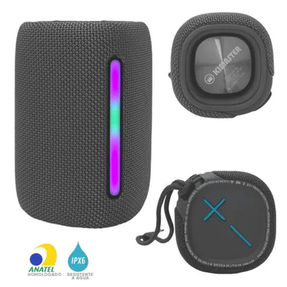 Caixa de Som Bluetooth 8W Portátil Resistente a Água IPX6 Cinza Kimaster - K500CZ