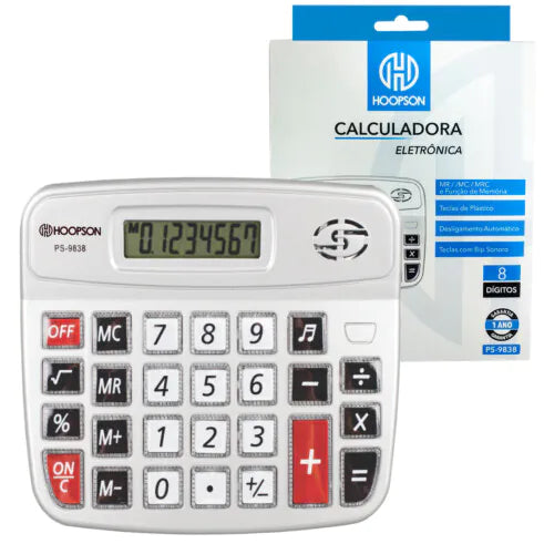 Calculadora 8 Dígitos Pilha AA Números Grandes HOOPSON - PS-9838