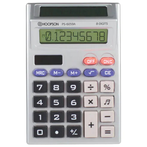 Calculadora 8 Digitos Visor Duplo Solar e Pilha AAA Numeros Grandes Função Raiz Quadrada HOOPSON - PS-6059A