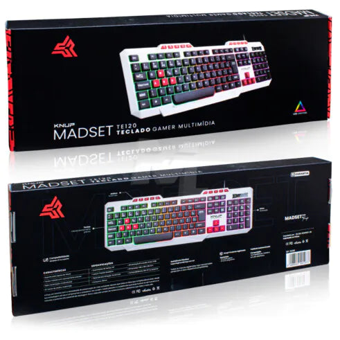 Teclado Gamer Branco com Fio USB Teclas Multimídia e Iluminação LED KNUP - KP-TE120