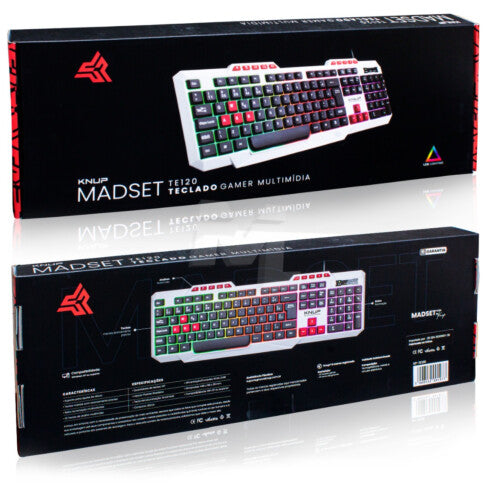 Teclado Gamer Branco com Fio USB Teclas Multimídia e Iluminação LED KNUP