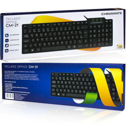 Teclado Office com Fio Usb ABNT2 Preto CHINAMATE - CM21