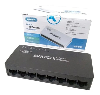 Hub Switch de Rede com 8 Portas 10/100 Mbps Knup - KP-E08B