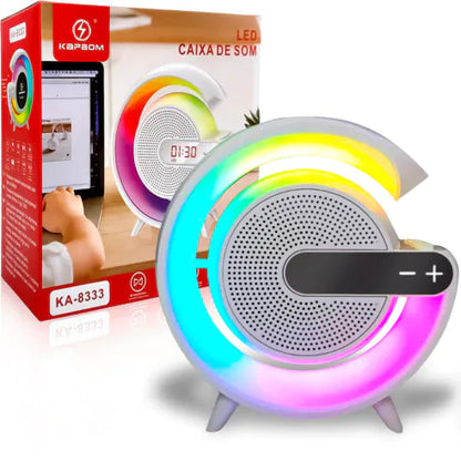 Caixa de Som Bluetooth com LED RGB e Rádio FM KAPBOM