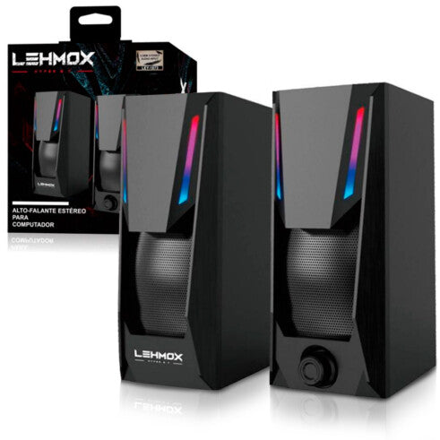 Caixa de Som Gamer para PC USB com Iluminação Led RGB LEHMOX - LEY-1873