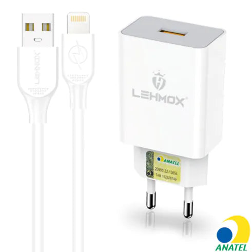 Carregador De Celular 3.1a Usb Com Cabo Lightning LEHMOX - LE-509-3