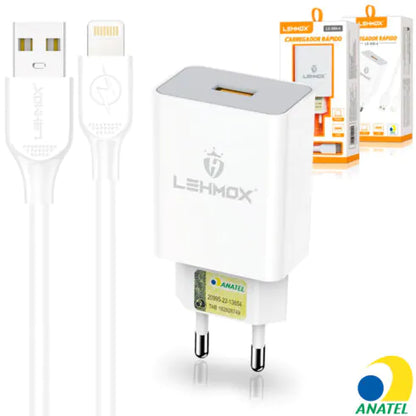 Carregador De Celular 3.1a Usb Com Cabo Lightning LEHMOX - LE-509-3