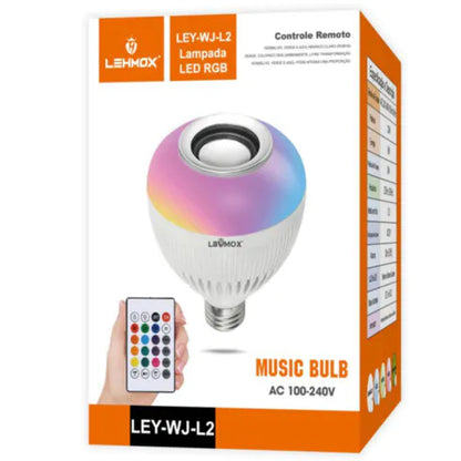 Lâmpada Caixa de Som Bluetooth com Controle Remoto Luz RGB Lehmox - LEY-WJ-L2