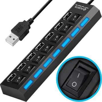 Hub USB Extensor 7 Portas 2.0 com Interruptor Lehmox- LEY-02