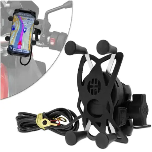 Suporte para Celular para Motos com Carregador USB OBERON - OR-SP009