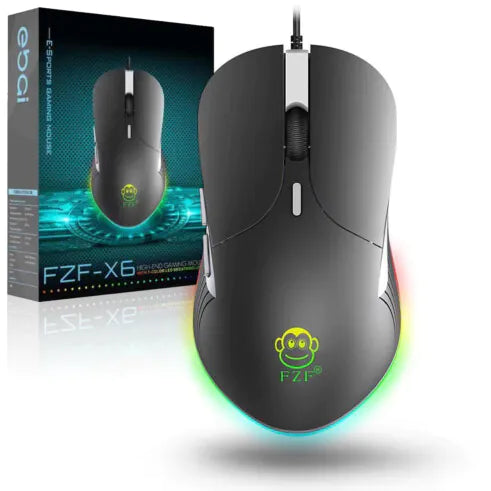 Mouse Gamer Usb Com Led Rgb 3200 Dpi Ajustavel Ebai - FZF-X6