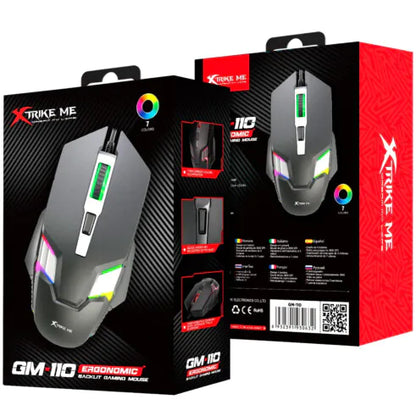 Mouse Gamer Optico Xtrike-ME GM-110 com Fio USB RGB 3600dpi