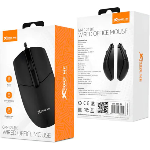 Mouse Office Escritório Xtrike-ME GM-124 BK Preto USB 1000dpi