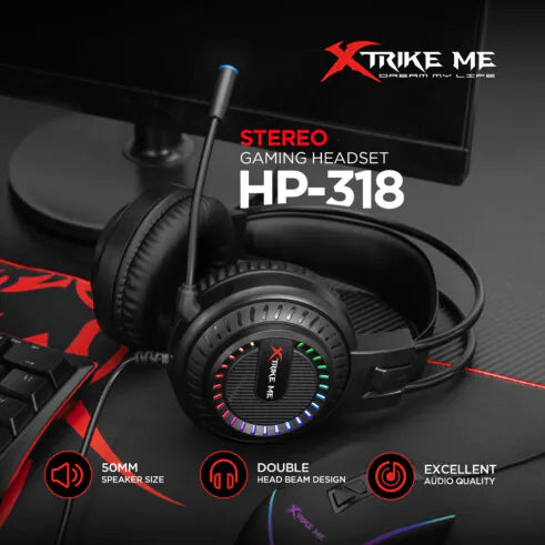 Headset Gamer com Fio Xtrike-ME HP-318 com Led RGB P2 3.5mm