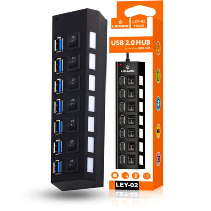 Hub USB Extensor 7 Portas 2.0 com Interruptor Lehmox- LEY-02