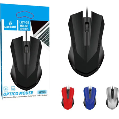 Mouse Óptico Plug And Play Com Fio 1600 Dpi - LEY-26