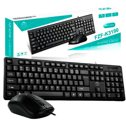 KIT Teclado E Mouse Com Fio USB ANSI EBAI - FZF-K3190