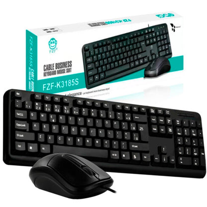 KIT Teclado E Mouse Com Fio USB ANSI PRETO EBAI - FZF-K3185S