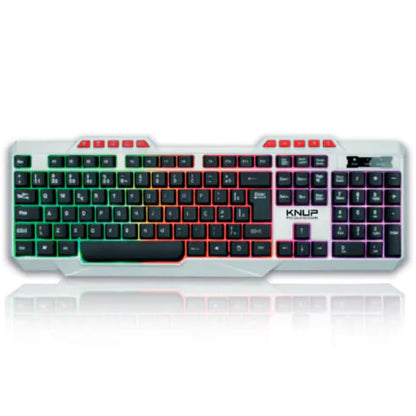 Teclado Gamer Branco com Fio USB Teclas Multimídia e Iluminação LED KNUP - KP-TE120