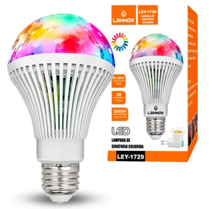 Lâmpada de Led Colorida Giratória para Festas Bivolt 3W LEHMOX - LEY-1729