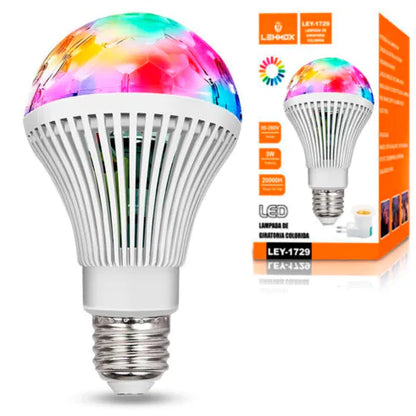 Lâmpada de Led Colorida Giratória para Festas Bivolt 3W LEHMOX - LEY-1729