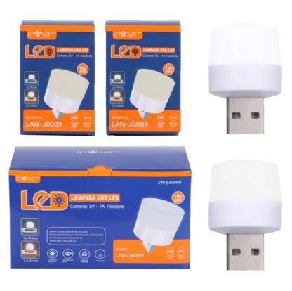 Mini Lâmpada Led USB 1W Luz Branca e Quente INOVA - LAN-30089