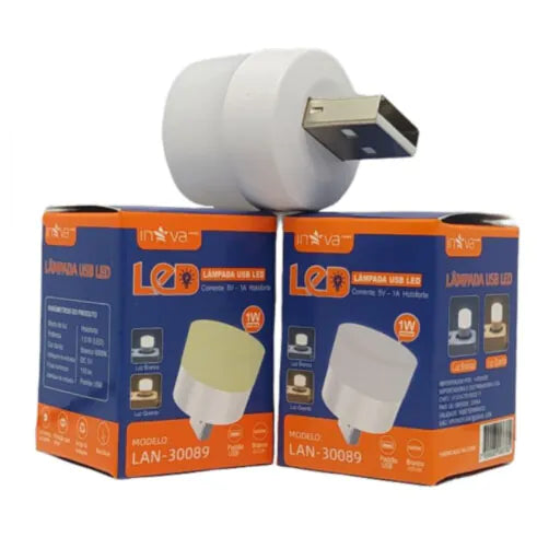 Mini Lâmpada Led USB 1W Luz Branca e Quente INOVA - LAN-30089