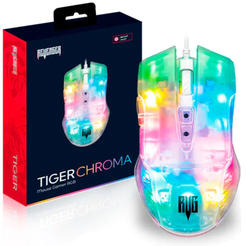 Mouse Gamer Transparente 3600 dpi Led RGB REVENGER - MO-TGR003