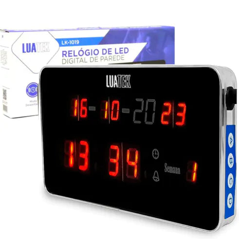 Relogio Digital de Parede com LED com Calendario e Sensor de Temperatura - LK-1019