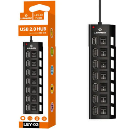 Hub USB Extensor 7 Portas 2.0 com Interruptor Lehmox- LEY-02