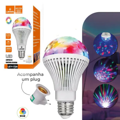 Lâmpada de Led Colorida Giratória para Festas Bivolt 3W LEHMOX - LEY-1729