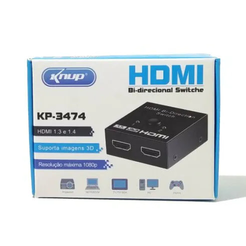 Switch HDMI Bi-Direcional HD 3D/4K Knup - KP-3474